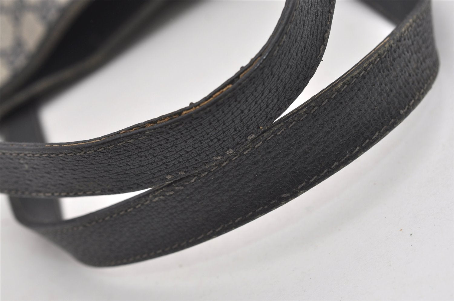 Authentic GUCCI Vintage Shoulder Tote Bag GG PVC Leather Navy Blue 1861J