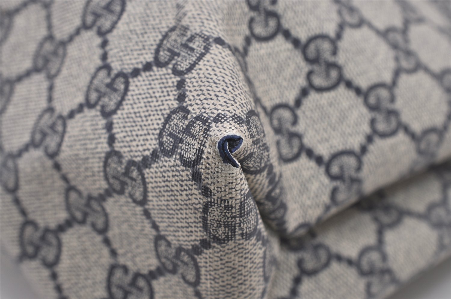 Authentic GUCCI Vintage Shoulder Tote Bag GG PVC Leather Navy Blue 1861J