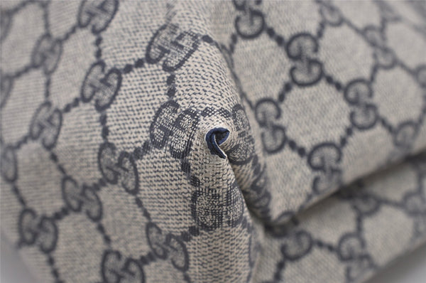 Authentic GUCCI Vintage Shoulder Tote Bag GG PVC Leather Navy Blue 1861J