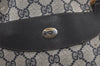 Authentic GUCCI Vintage Shoulder Tote Bag GG PVC Leather Navy Blue 1861J