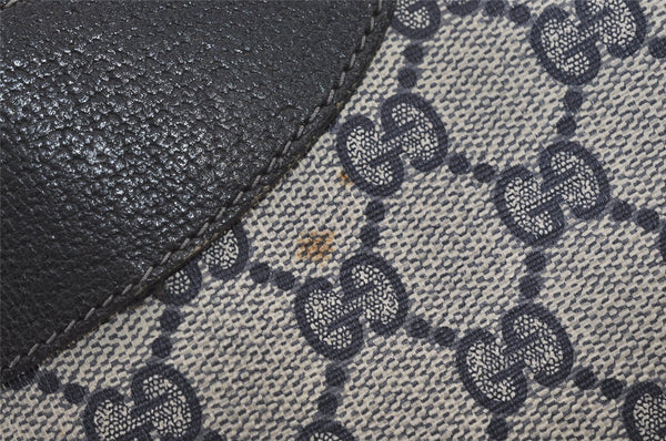 Authentic GUCCI Vintage Shoulder Tote Bag GG PVC Leather Navy Blue 1861J