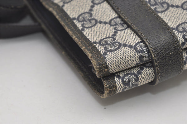 Authentic GUCCI Vintage Shoulder Tote Bag GG PVC Leather Navy Blue 1861J