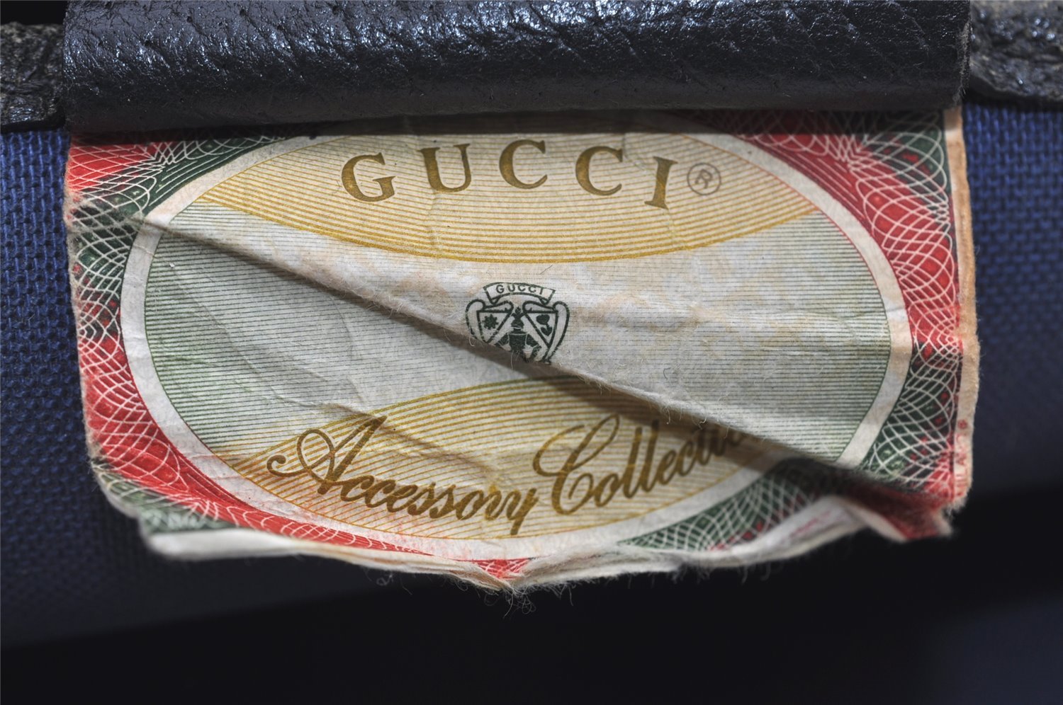 Authentic GUCCI Vintage Shoulder Tote Bag GG PVC Leather Navy Blue 1861J