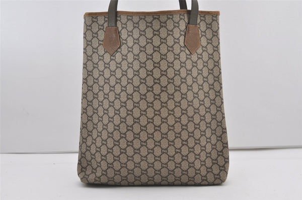 Authentic GUCCI Vintage GG Plus Shoulder Tote Bag GG PVC Leather Brown 1862J