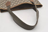 Authentic GUCCI Vintage GG Plus Shoulder Tote Bag GG PVC Leather Brown 1862J