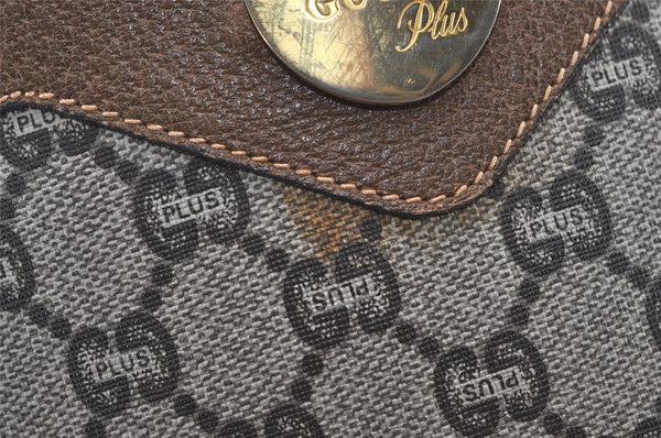 Authentic GUCCI Vintage GG Plus Shoulder Tote Bag GG PVC Leather Brown 1862J