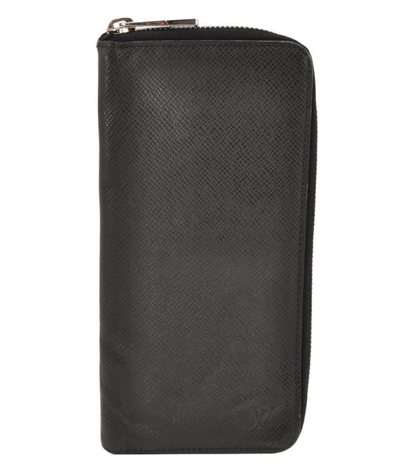Authentic Louis Vuitton Taiga Zippy Wallet Vertical Long Black M32822 LV 1862K