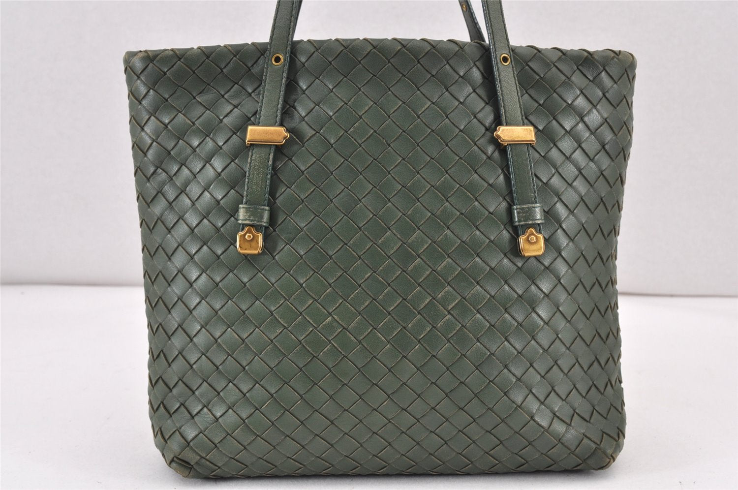 Authentic BOTTEGA VENETA Intrecciato Leather Shoulder Hand Tote Bag Green 1863K