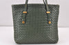Authentic BOTTEGA VENETA Intrecciato Leather Shoulder Hand Tote Bag Green 1863K