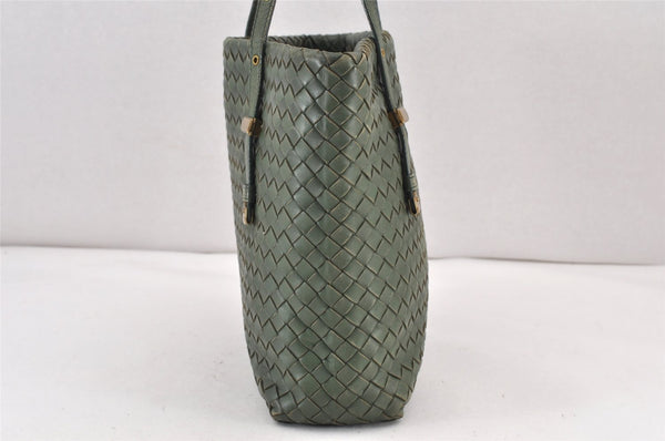 Authentic BOTTEGA VENETA Intrecciato Leather Shoulder Hand Tote Bag Green 1863K