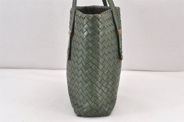 Authentic BOTTEGA VENETA Intrecciato Leather Shoulder Hand Tote Bag Green 1863K