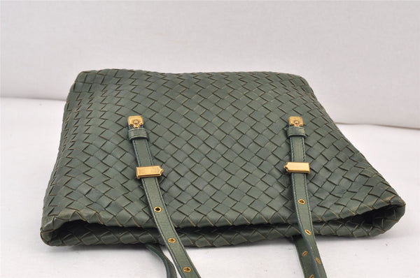 Authentic BOTTEGA VENETA Intrecciato Leather Shoulder Hand Tote Bag Green 1863K