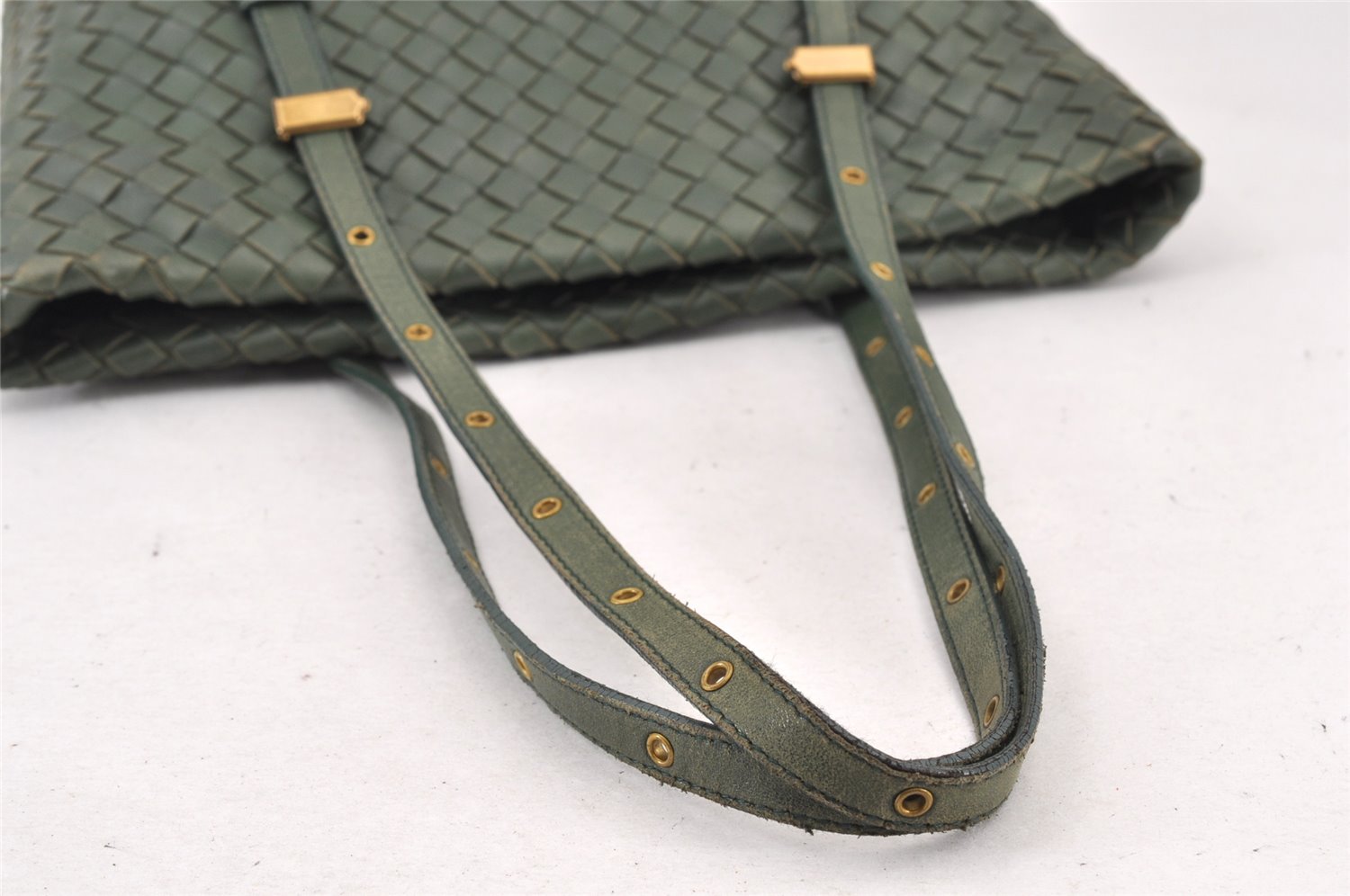 Authentic BOTTEGA VENETA Intrecciato Leather Shoulder Hand Tote Bag Green 1863K