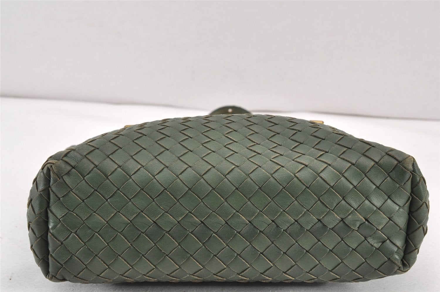 Authentic BOTTEGA VENETA Intrecciato Leather Shoulder Hand Tote Bag Green 1863K
