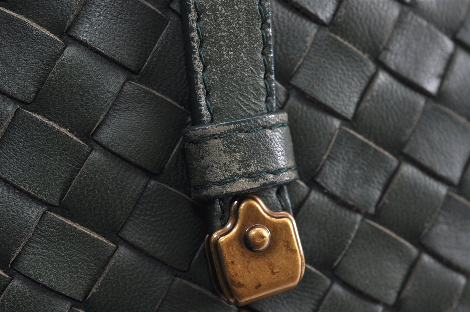 Authentic BOTTEGA VENETA Intrecciato Leather Shoulder Hand Tote Bag Green 1863K