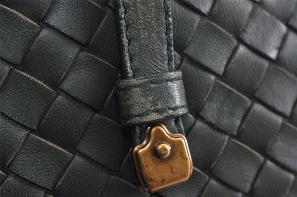 Authentic BOTTEGA VENETA Intrecciato Leather Shoulder Hand Tote Bag Green 1863K