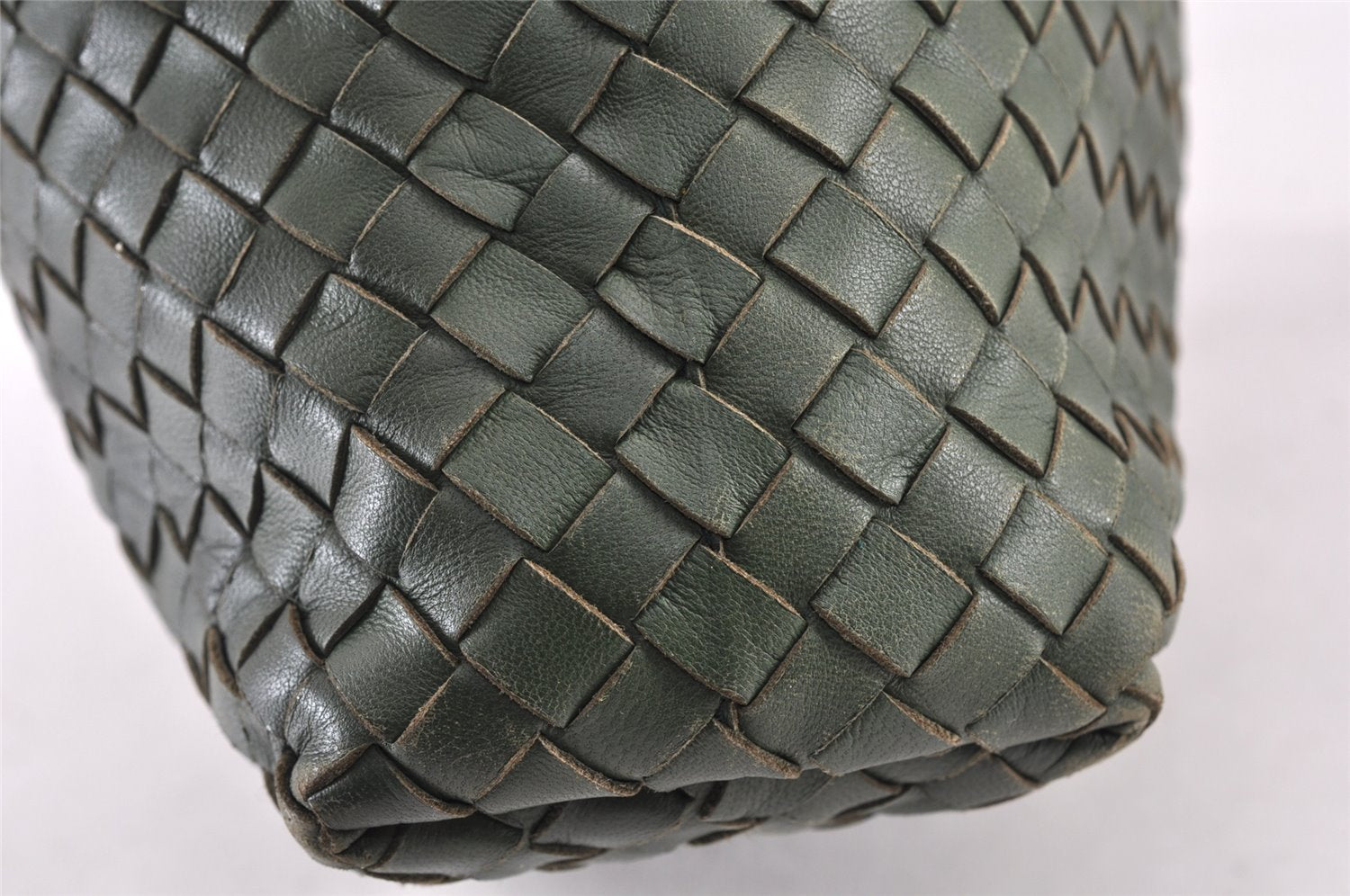 Authentic BOTTEGA VENETA Intrecciato Leather Shoulder Hand Tote Bag Green 1863K