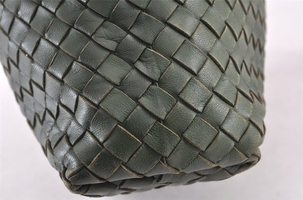 Authentic BOTTEGA VENETA Intrecciato Leather Shoulder Hand Tote Bag Green 1863K