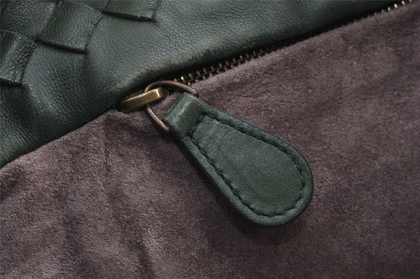 Authentic BOTTEGA VENETA Intrecciato Leather Shoulder Hand Tote Bag Green 1863K