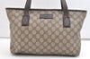 Authentic GUCCI Vintage Shoulder Hand Tote Bag GG PVC Leather 181086 Brown 1867K