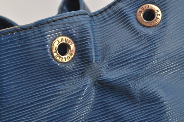Authentic Louis Vuitton Epi Noe Shoulder Drawstring Bag Blue M44005 LV 1872I