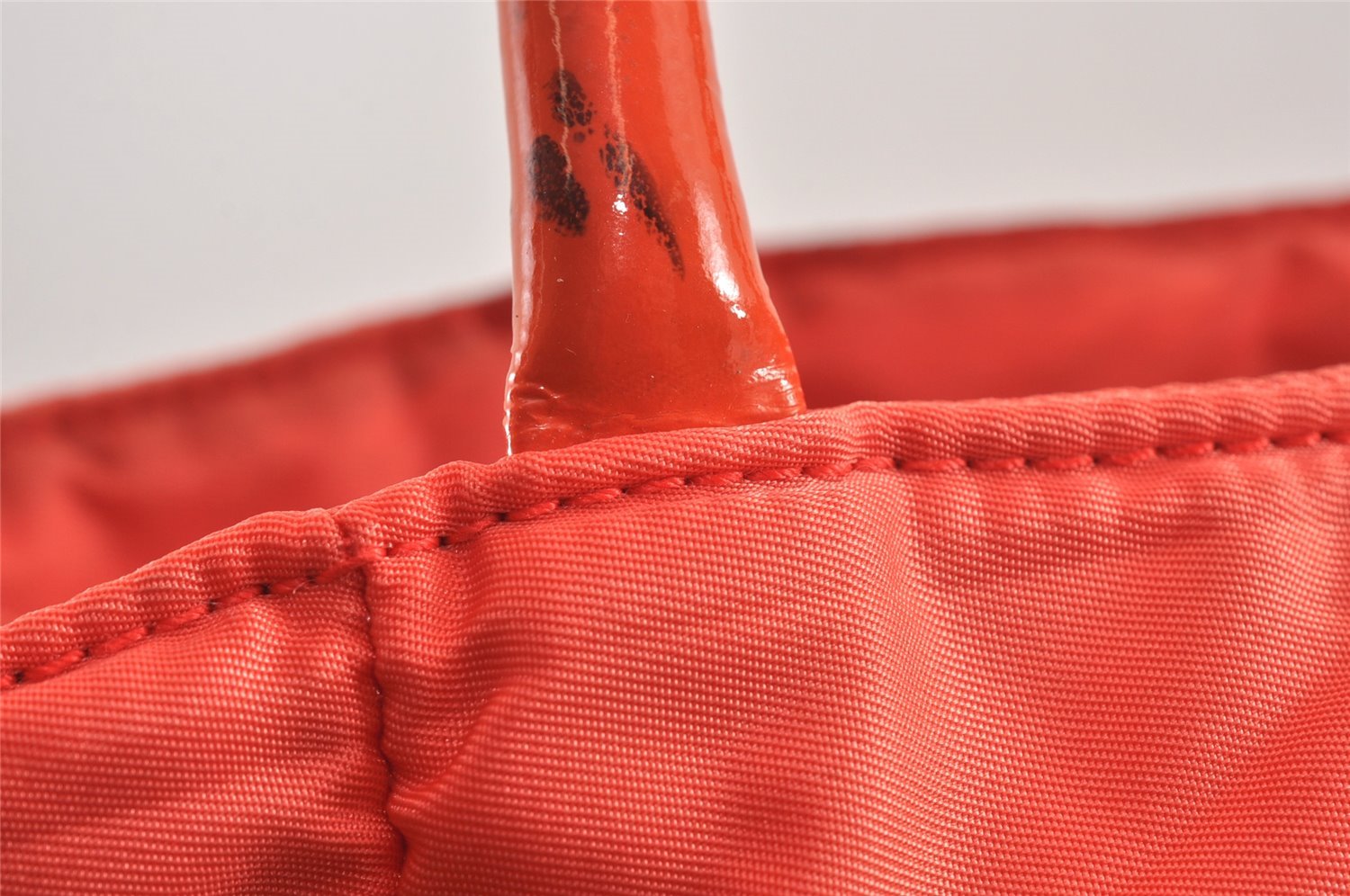 Authentic PRADA Vintage Nylon Enamel 2Way Shoulder Tote Bag Orange 1873K