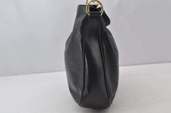 Authentic GUCCI Vintage Bamboo Shoulder Hand Bag Purse Leather Black Junk 1875J