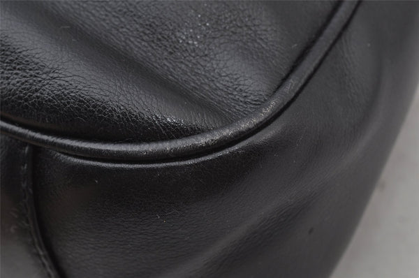 Authentic GUCCI Vintage Bamboo Shoulder Hand Bag Purse Leather Black Junk 1875J