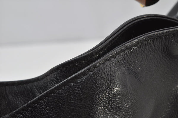 Authentic GUCCI Vintage Bamboo Shoulder Hand Bag Purse Leather Black Junk 1875J