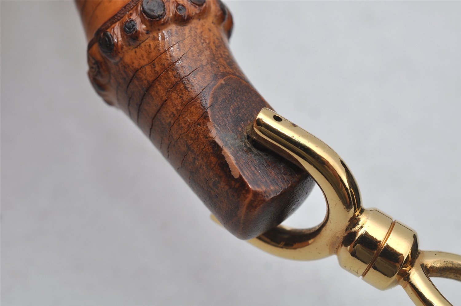 Authentic GUCCI Vintage Bamboo Shoulder Hand Bag Purse Leather Black Junk 1875J