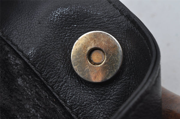 Authentic GUCCI Vintage Bamboo Shoulder Hand Bag Purse Leather Black Junk 1875J