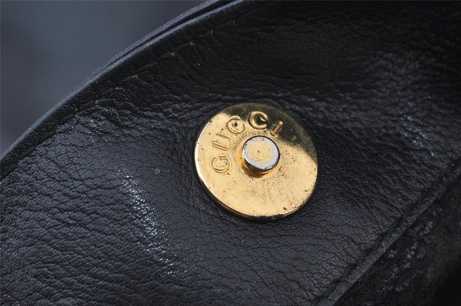 Authentic GUCCI Vintage Bamboo Shoulder Hand Bag Purse Leather Black Junk 1875J