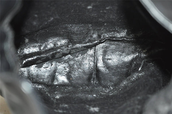 Authentic GUCCI Vintage Bamboo Shoulder Hand Bag Purse Leather Black Junk 1875J