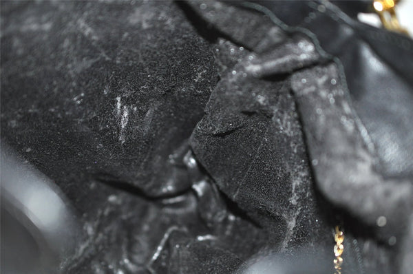 Authentic GUCCI Vintage Bamboo Shoulder Hand Bag Purse Leather Black Junk 1875J