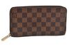 Authentic Louis Vuitton Damier Zippy Long Wallet Purse N60015 LV 1875K