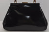 Authentic GUCCI Vintage Bamboo Shoulder Hand Bag Purse Leather Black 1876J