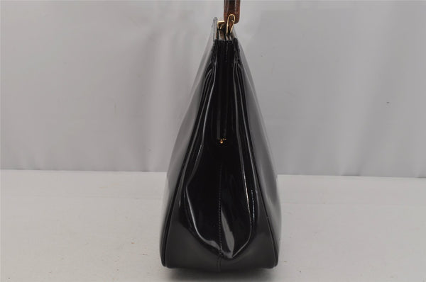 Authentic GUCCI Vintage Bamboo Shoulder Hand Bag Purse Leather Black 1876J