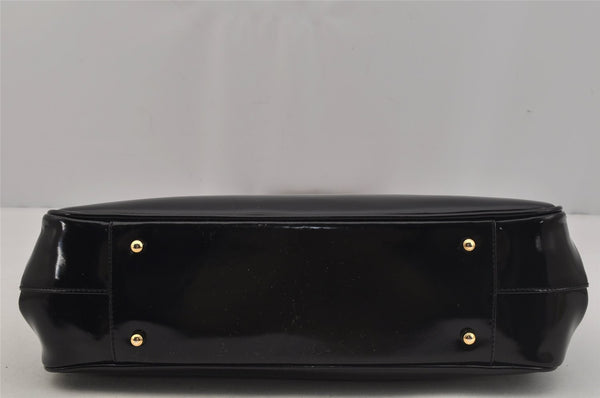 Authentic GUCCI Vintage Bamboo Shoulder Hand Bag Purse Leather Black 1876J