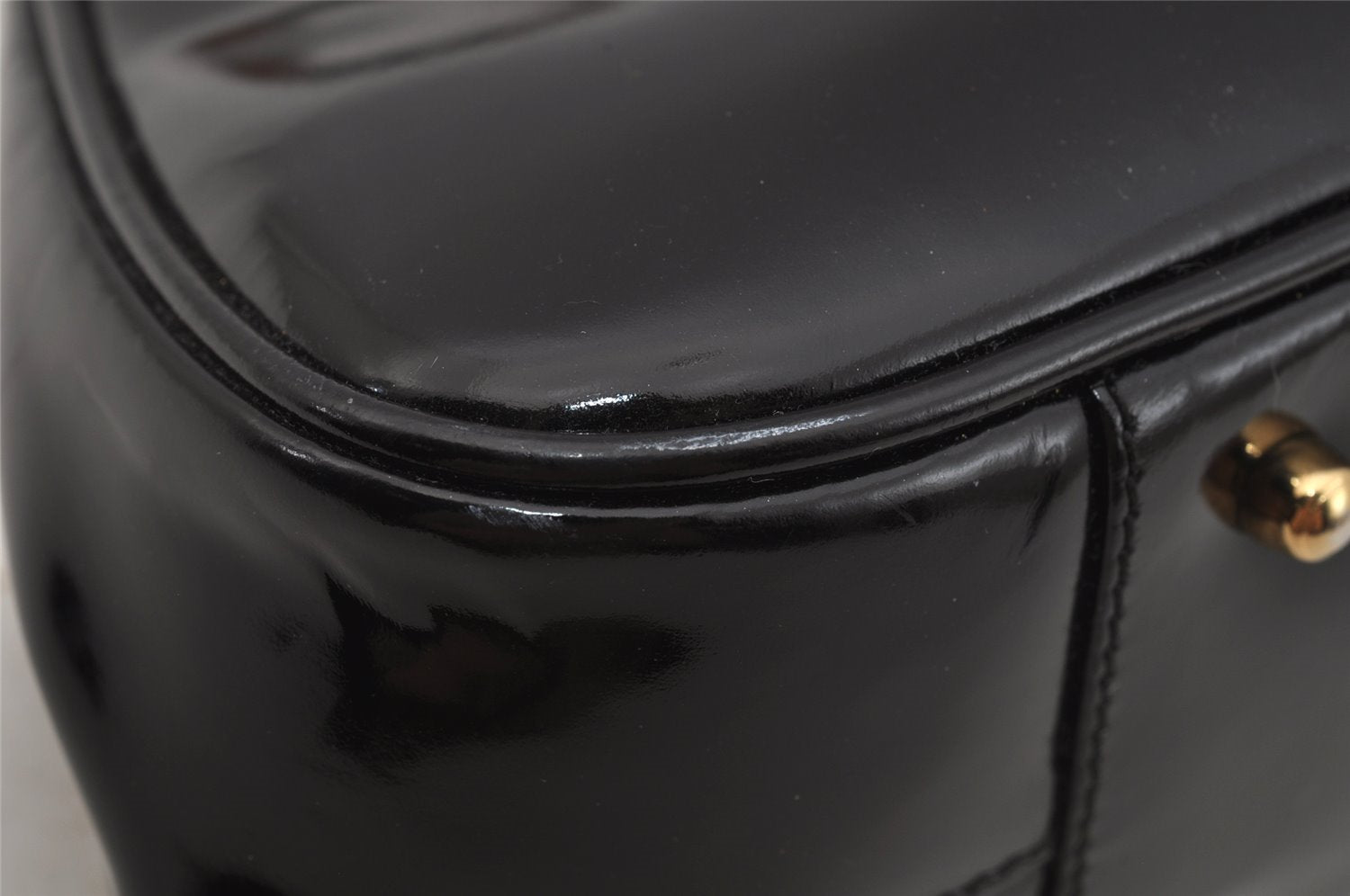 Authentic GUCCI Vintage Bamboo Shoulder Hand Bag Purse Leather Black 1876J