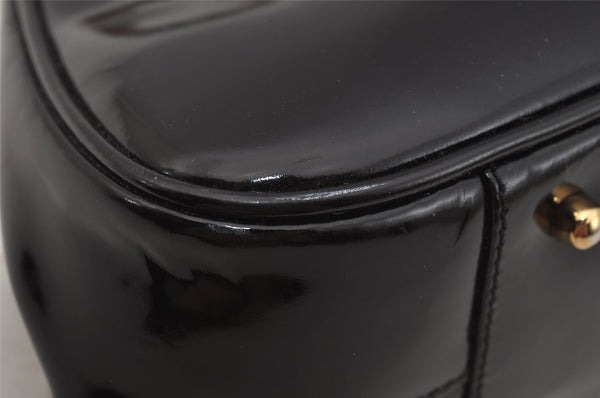 Authentic GUCCI Vintage Bamboo Shoulder Hand Bag Purse Leather Black 1876J