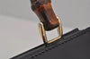 Authentic GUCCI Vintage Bamboo Shoulder Hand Bag Purse Leather Black 1876J