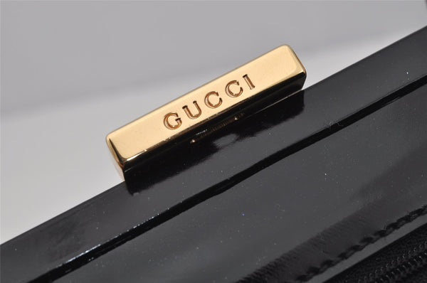 Authentic GUCCI Vintage Bamboo Shoulder Hand Bag Purse Leather Black 1876J