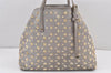 Authentic JIMMY CHOO Vintage Star Studs Leather Shoulder Tote Bag Gray 1877K