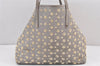 Authentic JIMMY CHOO Vintage Star Studs Leather Shoulder Tote Bag Gray 1877K