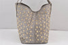 Authentic JIMMY CHOO Vintage Star Studs Leather Shoulder Tote Bag Gray 1877K