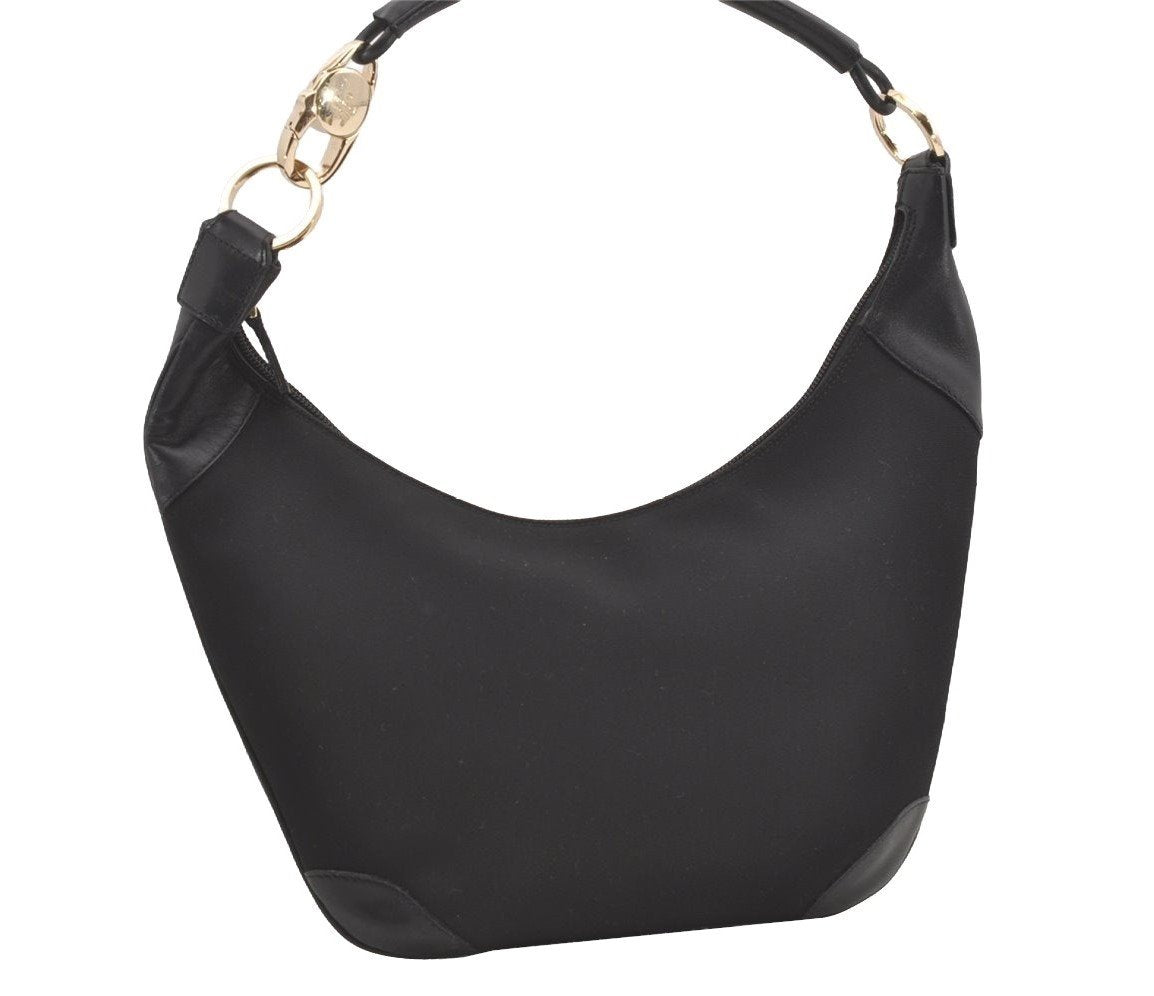 Authentic GUCCI Vintage Shoulder Hand Bag Nylon Leather 0014158 Black 1878J
