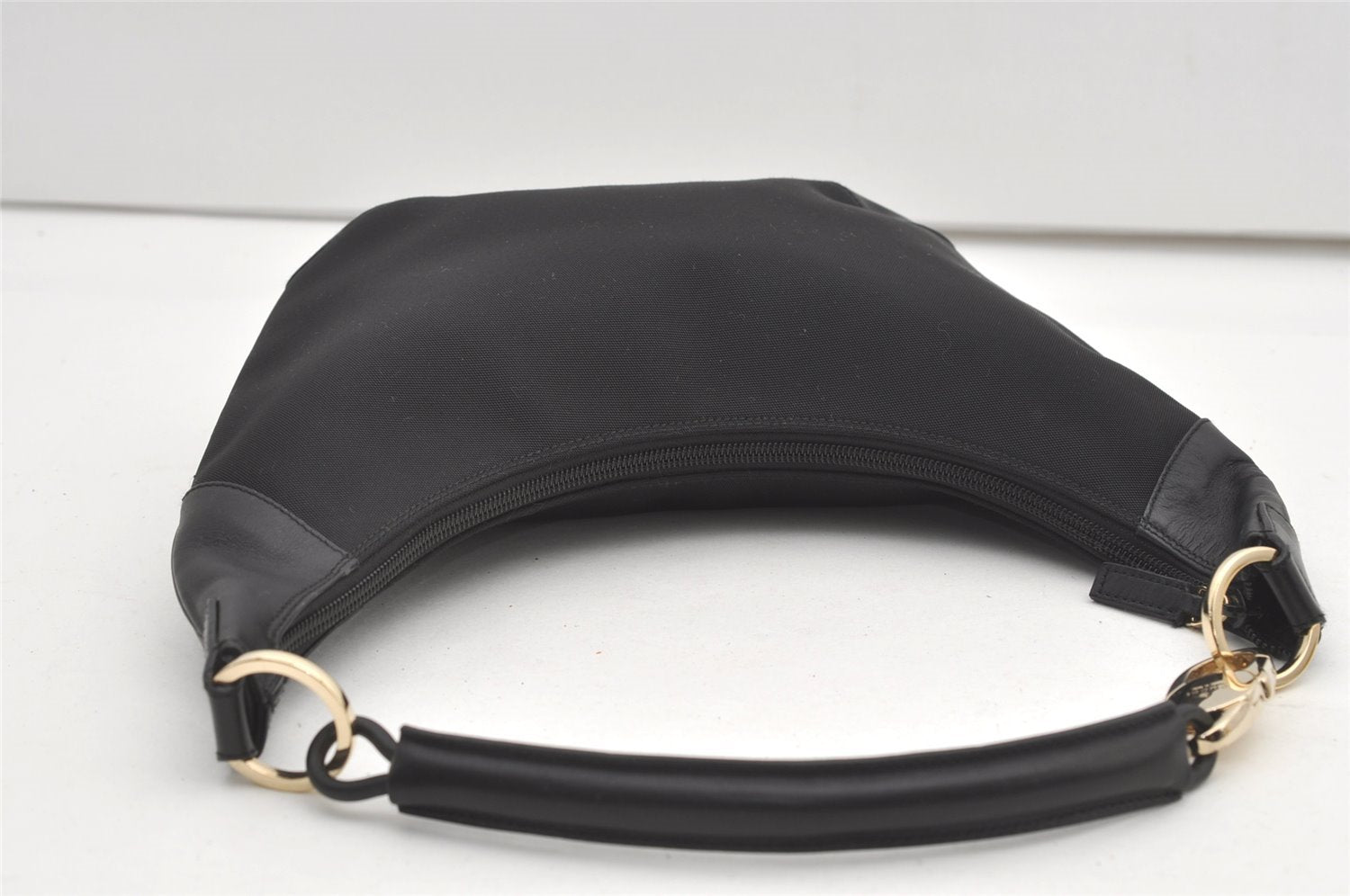 Authentic GUCCI Vintage Shoulder Hand Bag Nylon Leather 0014158 Black 1878J