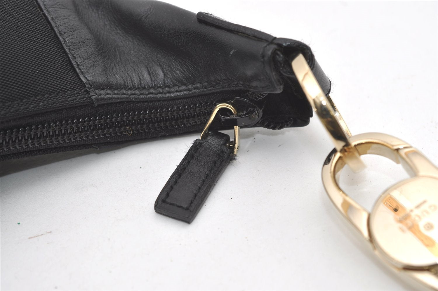 Authentic GUCCI Vintage Shoulder Hand Bag Nylon Leather 0014158 Black 1878J