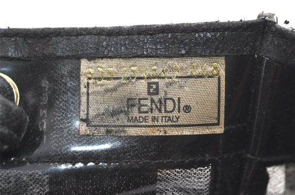 Authentic FENDI Pequin Check Shoulder Toe Bag Vinyl Leather Black Junk 1878K