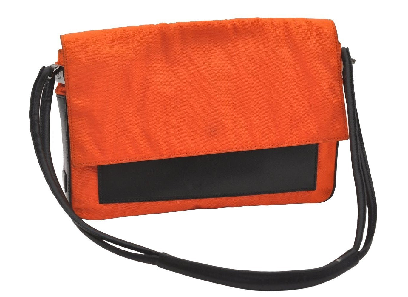 Authentic GUCCI Vintage Shoulder Hand Bag Purse Nylon Leather Orange 1879J